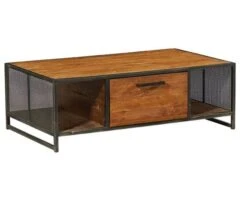 Table Basse En Fer Vieilli Et Teck Recyclé Aspect Factory "Athéna"