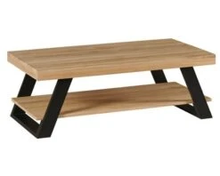 Table Basse Contemporaine Chêne Massif Double Plateau "Davos" Casita