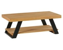 Table Basse Scandinave En Bois Massif Avec Double Plateau "Cardiff"