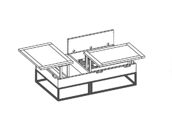Table Basse Métal Chêne Massif "San Francisco" Plateaux Retour Gauche – Image 4