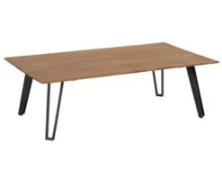 Table Basse En Teck Massif Rectangulaire Pieds Métal 'Moluca'