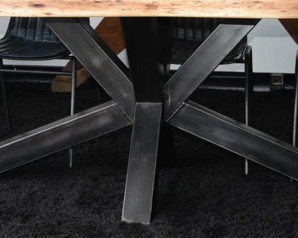 Grande Table De Repas Haut De Gamme Plateau Bois épais Pieds Métal "3D" – Image 7