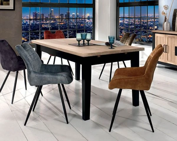 Table De Repas Chêne Naturel Et Pin Teinté Noir « Ashland » 180 Cm – Image 4