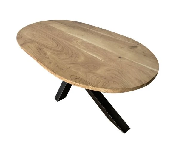 Table De Salle à Manger Ovale En Acacia Et Métal 220 Cm "3D" – Image 4