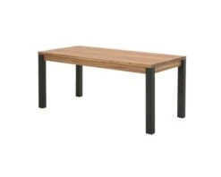 Table De Repas Extensible Chêne Massif Huilé Métal Noir "Catane" 180cm