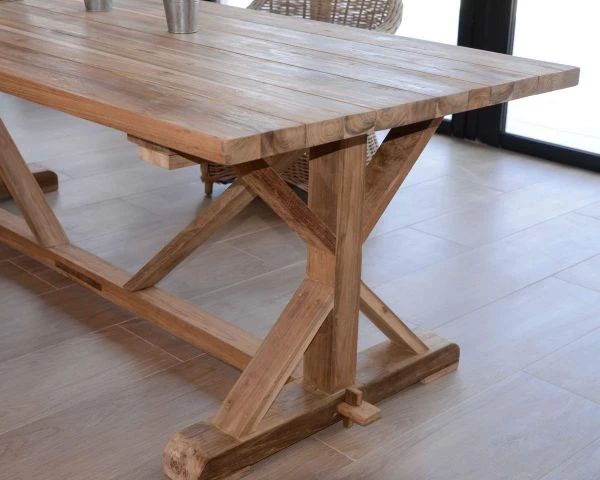 Table De Repas En Teck Upcyclé Avec Pieds Renforcés "Balangan Beach" 220 Cm – Image 4