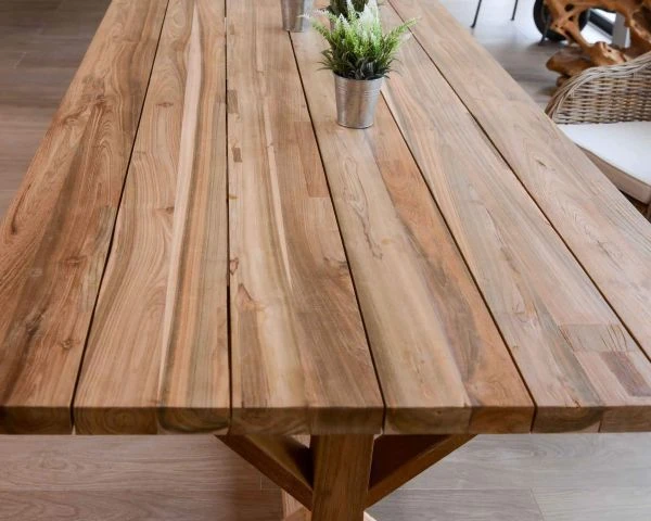 Table De Repas En Teck Upcyclé Avec Pieds Renforcés "Balangan Beach" 220 Cm – Image 5
