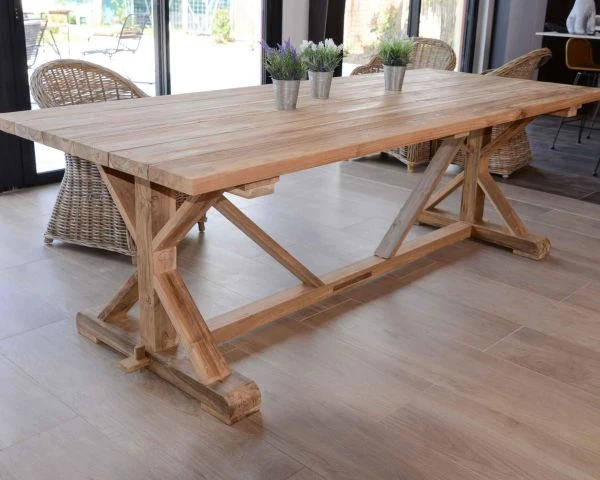 Table De Repas En Teck Upcyclé Avec Pieds Renforcés "Balangan Beach" 220 Cm – Image 3