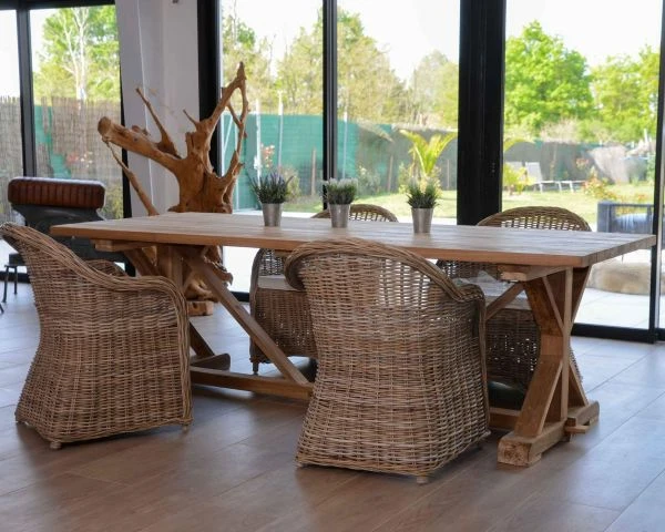 Table De Repas En Teck Upcyclé Avec Pieds Renforcés "Balangan Beach" 220 Cm – Image 2