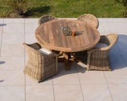 Belle Table Ronde En Teck Massif Recyclé 150cm "Balangan Beach"