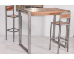 Mange-debout Rectangulaire Style Indus Métal Et Bois "Industry"