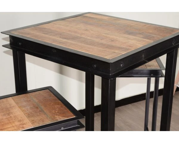 Table Haute Carrée Métal Et Bois 70x70cm "IPN" – Image 6