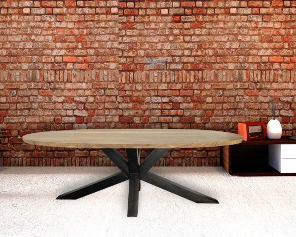 Table De Salle à Manger Ovale En Acacia Et Métal 220 Cm "3D" – Image 5