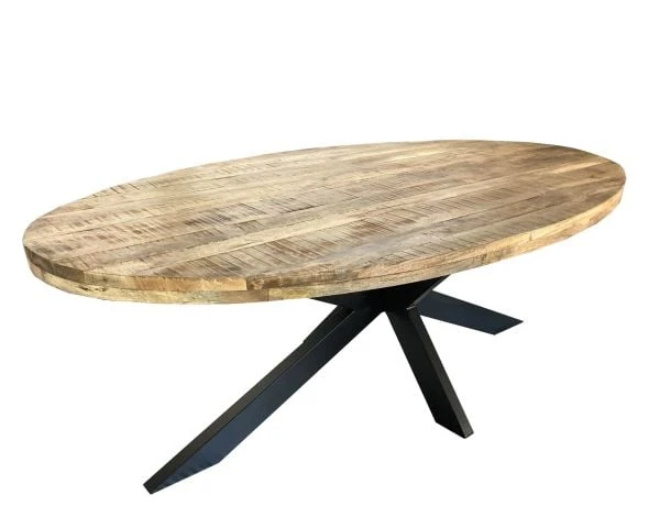 Grande Table Ovale En Bois Et Métal 240x120 Cm "Andy" – Image 7