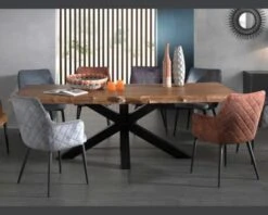 Table De Repas XXL Avec Plateau En Teck Recyclé Et Pieds étoile 280cm "Valley"
