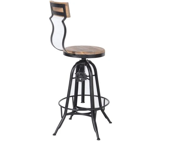 Tabouret De Bar Réglable Avec Dossier "Atelier Grey" – Image 2
