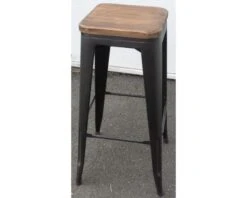 Lot De 4 Tabourets De Bar Loft En Pin Et Métal "Nola"