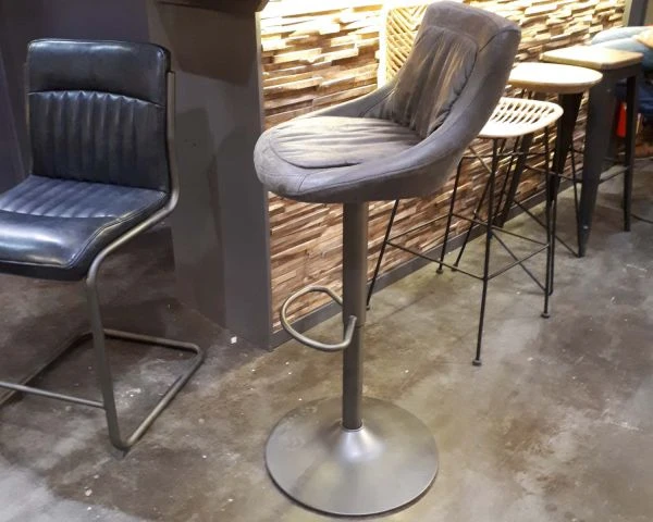 Lot De 2 Tabourets Industriels RĂ©glables En Hauteur Tissu Gris Casita â Image 6