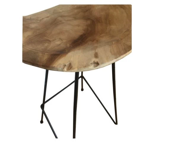 Tabouret De Bar Teck Massif Métal – Image 2