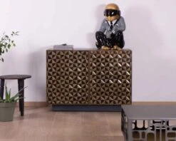 Bahut 2 Portes En Laiton Bicolore Motif Géométrique "Gilt Antique"