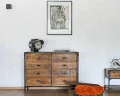 Petit Buffet Métal Et Bois 8 Tiroirs Style Commode D’antiquaire "Emil"