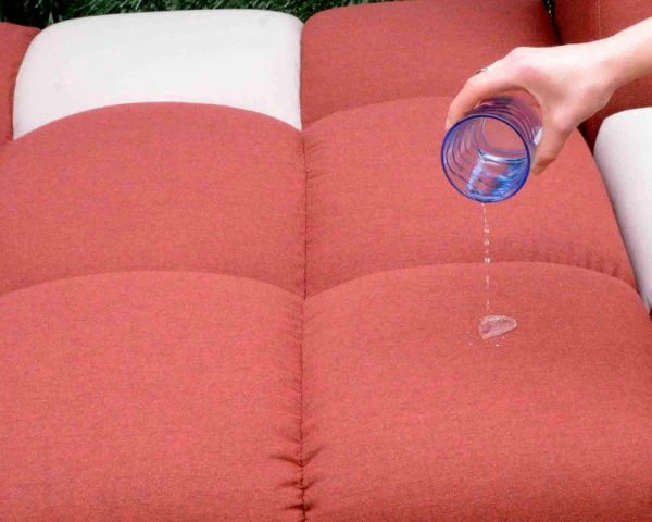 Canapé Extérieur Avec Angle Retour Gauche Tissu Rouge Et Beige Sunbrella "Lazy Beach" – Image 5