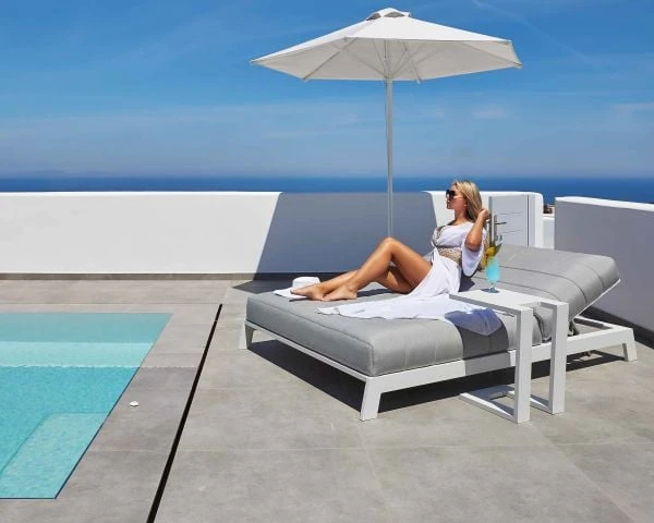 Bain De Soleil Double Gris Et Noir Avec Textile Sunbrella "Terrasse" – Image 6