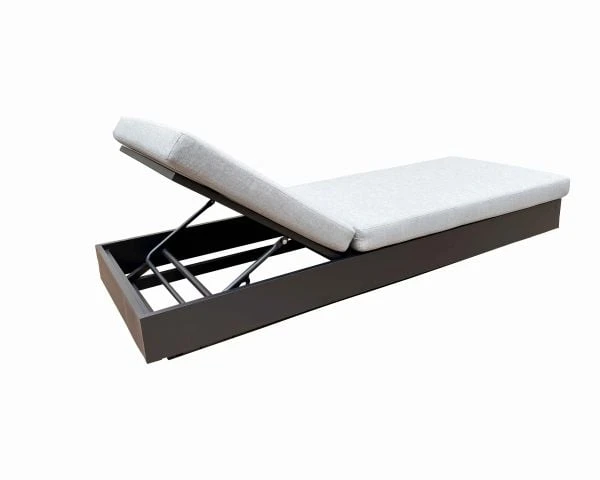 Bain De Soleil Aluminium Et Tissu Gris Clair 1 Place "Lisboa" – Image 6