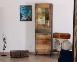 Colonne De Rangement Industrielle En Bois Et Métal Gris "Shade"