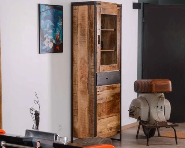 Colonne De Rangement Industrielle En Bois Et Métal Gris "Shade" – Image 4