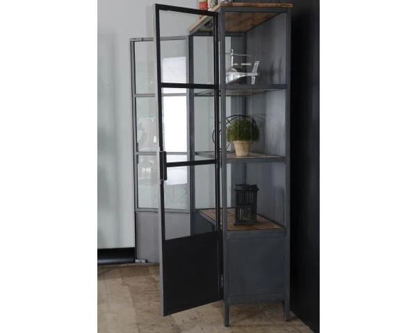 Bibliothèque Factory En Métal Gris Indus Et étagères En Bois "Downtoun" – Image 3