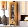 Vitrine En Chêne Massif Huilé 1 Porte 1 Tiroir "Lodge Casita" 180 Cm
